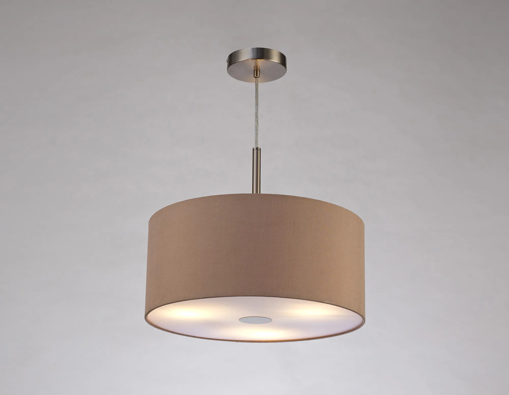 Baymont 40cm 3 Light Pendant Satin Nickel, Antique Gold/Ruby, Frosted Diffuser DK0444  Deco Baymont SN AG